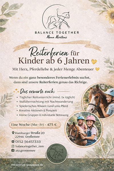 Reiterferien für Kinder ab 6 Jahre